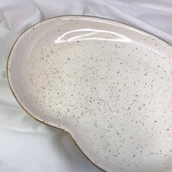 Vintage Retro Kidney Shaped Gold Rimmed & Glitter Platter - Picture 3 of 11